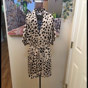 Animal Print Button Down Dress,Duster,Size S.